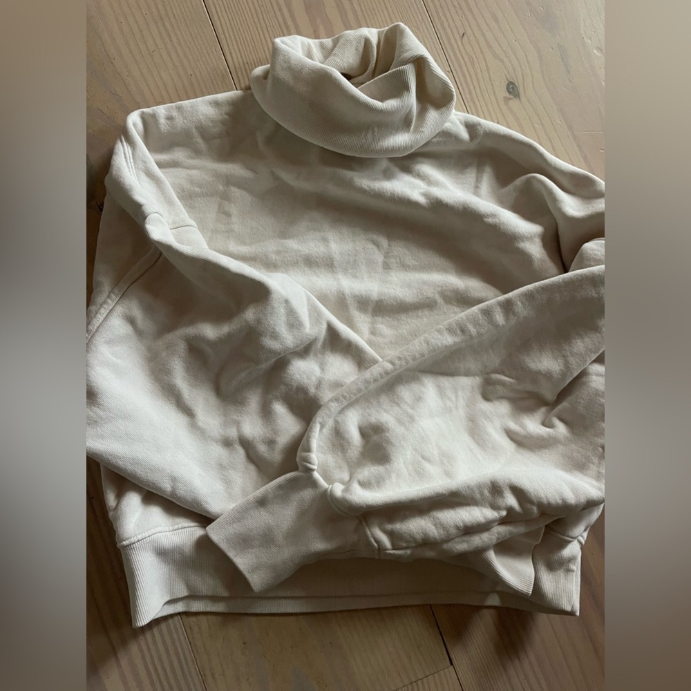Agolde Cream Ribbed Turtleneck Sweater